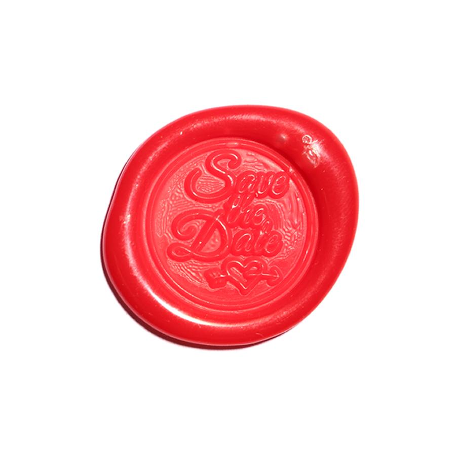 red save the date wax seal with no highlight
