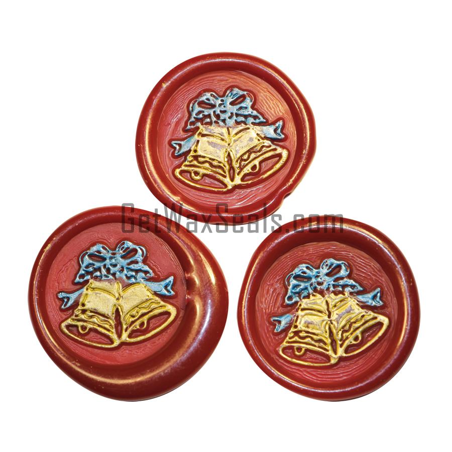 buy red celebration bells wax seal hand coloured